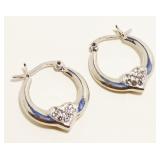 Sterling Silver Gemstone Heart Hoop Earrings 3.4g