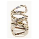 Eclectic Signed Sterling Silver Ring Sz 8 7.7g