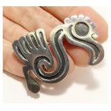 Mexican Sterling Silver Bird Brooch 8.6g