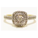 HK 10K Y Gold & Diamond Engagement Ring Sz 7 2.3g