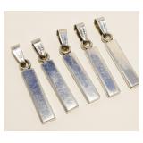 Five Mexican Sterling Silver Bar Pendants 34.8g