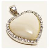 Sterling Silver Gemstone Heart Pendant 6.6g