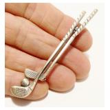 Danecraft Sterling Silver Golf Clubs Brooch 3.2g