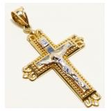 Two-Tone 14K Gold Crucifix Pendant 2.7g