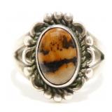 Old Pawn Sterling Silver Stone Ring Sz 6.5 3.5g