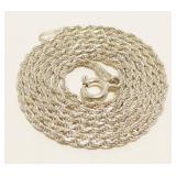 18" Italian Sterling Silver Rope Necklace 2.9g