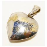 Two-Tone Sterling Silver Heart Locket 4.3g