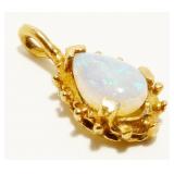 Petite 14K Y Gold & Opal Teardrop Pendant .7g