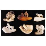 Grouping of Six Carved Meerschaum Pipes