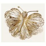 Vtg Sterling Silver Filigree Butterfly Brooch 4.1g