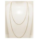 Long 32" 14K Yellow Gold Box Chain Necklace 2.8g