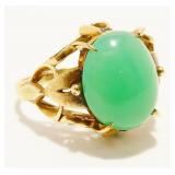 18K Y Gold & Emerald Dinner Ring Sz 6 4.2g