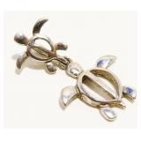 Petite Sterling Silver Sea Turtles Pendant 1.1g