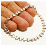 7" Sterling Silver Heart Link Bracelet 4.5g