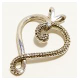 Signed Sterling Silver CZ Heart Pendant 3.1g