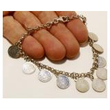 7.25" Sterling Silver Coin Bracelet 12.2g