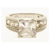 "A" Sterling Silver CZ Engagement Ring Sz 6 4.4g