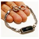 7-7.5" Sterling Silver & Onyx Bracelet 18g