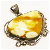 Large Sterling Silver & Stone Pendant 23.2g