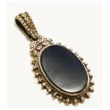 Old Pawn Onyx & Sterling Silver Pendant 2.4g