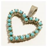 Sterling Silver & Turquoise Heart Pendant 3.3g