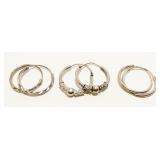 3 Pairs Tiny Sterling Silver Hoop Earrings 3.1g