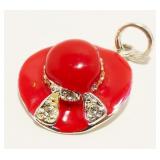 Petite Enamel on Sterling Silver Hat Charm 2.2g
