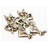 Vtg Sterling Silver Tribal Dancer Brooch 18.8g