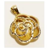 14K Yellow Gold Flower Pendant 1.4g