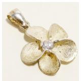 Petite Sterling Silver CZ Flower Pendant 1g