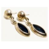 Onyx & Sterling Silver Earrings 5.7g