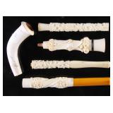 Grouping of Carved Meerschaum Pipe Stems