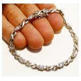 7" Sterling Silver CZ Infinity Bracelet 9.3g