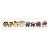 4x Pairs 925 Silver Gemstone Stud Earrings 2.2g