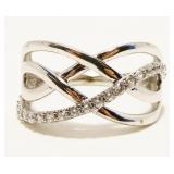 Sterling Silver CZ Ring Sz 7.25 3g