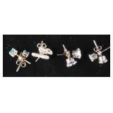 Four Pairs of Sterling Silver CZ Earrings 3.5g