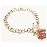 7" Sterling Silver & Beaded Clasp Bracelet 9.6g