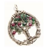 Sterling Silver Wire & Bead Tree Pendant 4.3g