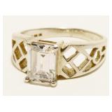 Sterling Silver CZ Engagement Ring Sz 9.75 4.5g