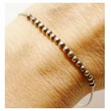 Adjustable Sterling Silver Bead Bracelet 3.1g