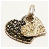 Sterling Silver Two Hearts Pendant 9.1g