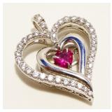 Sterling Silver Gemstone Heart Pendant 4.7g