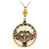 Eclectic 925 Silver Gemstone Pendant 13.8g