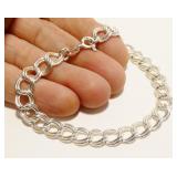 7.5" Italian 925 Silver Double Link Bracelet 10.9g