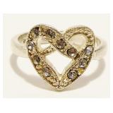 Sterling Silver CZ Heart Ring Sz 7 3.7g