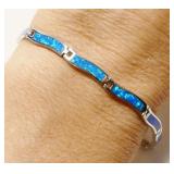 Sterling Silver Fire Opal Bracelet 7-7.5" 6g