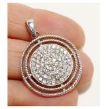 Sterling Silver CZ Circle Pendant 4.7g