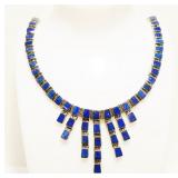 18" Lapis & Sterling Silver Fringe Necklace 44.8g