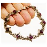 7.5" 925 Silver Garnet Gemstone Bracelet 18.4g