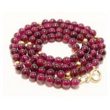 13" 14K Y Gold & Garnet Bead Necklace 10.2g